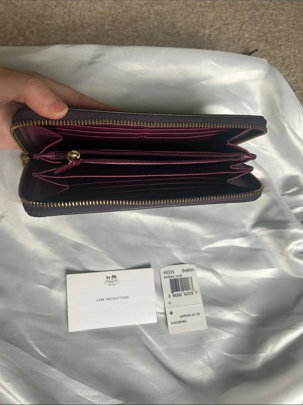 Coach Saffiano Leather Zip Wallet in Eggplant - Picture 2 of 3